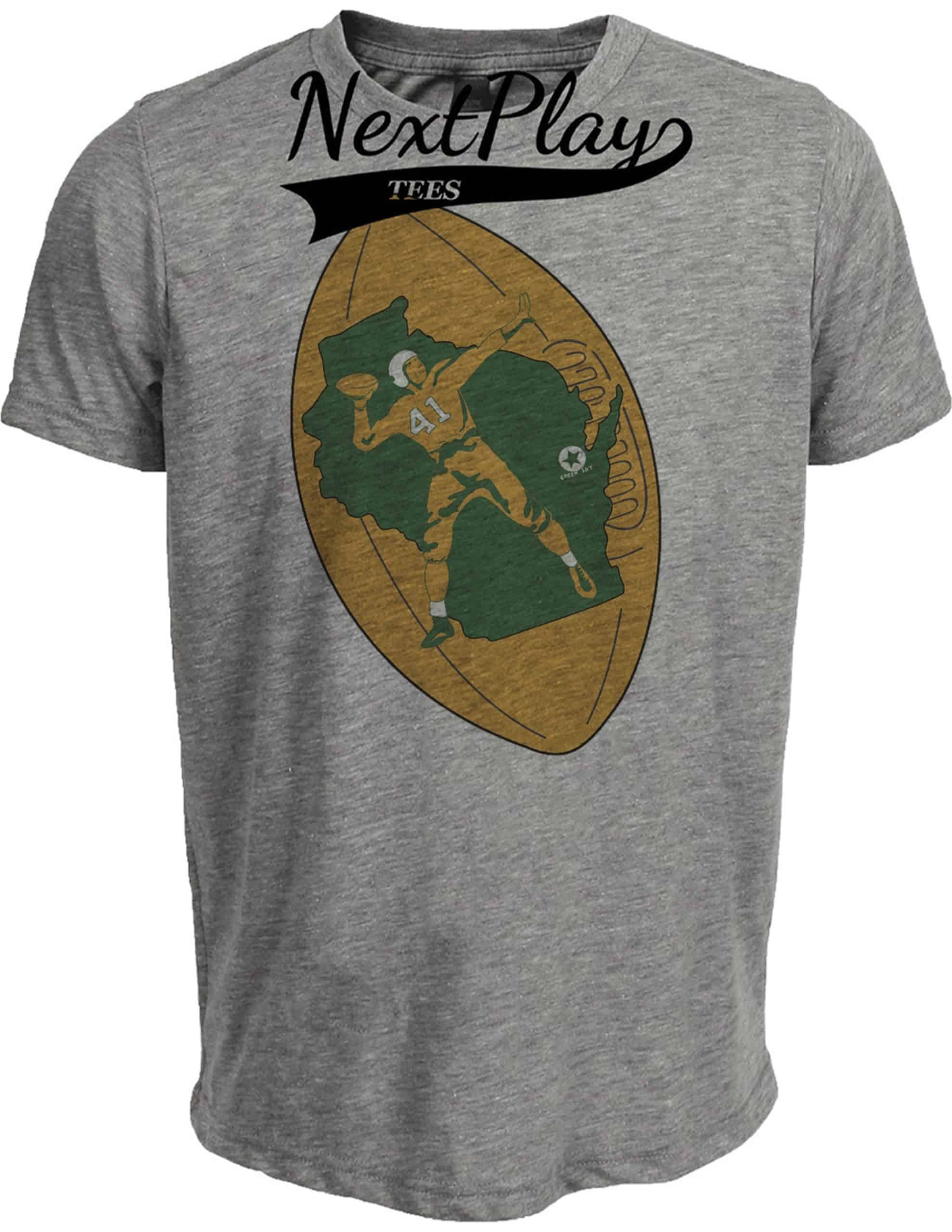 Green Bay Packers Retro Football 1956 Artwork Heather Gray Sublimated T-Shirt