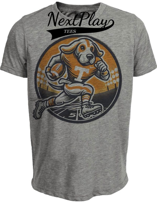 Tennessee Volunteers Exclusive Retro Football Circle Artwork Heather Gray Sublimated T-Shirt