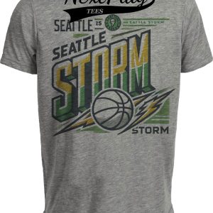 Seattle Storm Exclusive Retro Basketball Playoff Artwork Heather Gray Sublimated T-Shirt