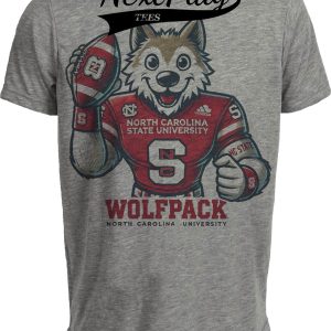 NC State Wolfpack Exclusive Retro Football Mascot Artwork Heather Gray Sublimated T-Shirt