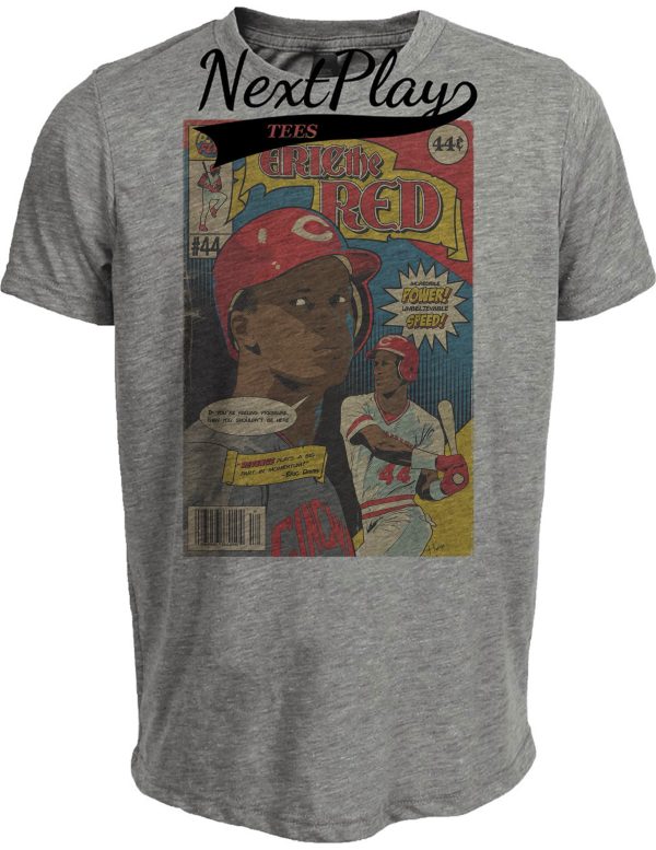 Cincinnati Reds Eric Davis Exclusive Retro Baseball 1985 Artwork Heather Gray Sublimated T-Shirt