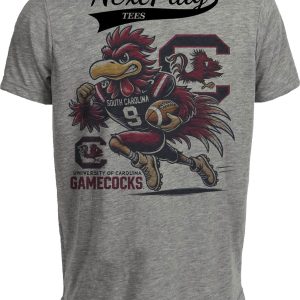 South Carolina Gamecocks Exclusive Retro Football TD Run Artwork Heather Gray Sublimated T-Shirt