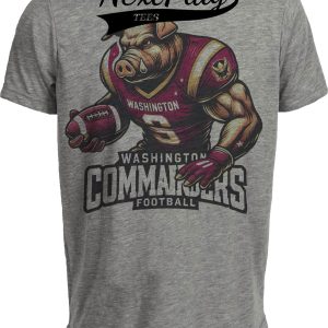 Washington Commanders Exclusive Retro Football Running Mascot Artwork Heather Gray Sublimated T-Shirt