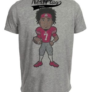 Ohio State Buckeyes CJ Stroud Exclusive Retro Football Artwork Heather Gray Sublimated T-Shirt