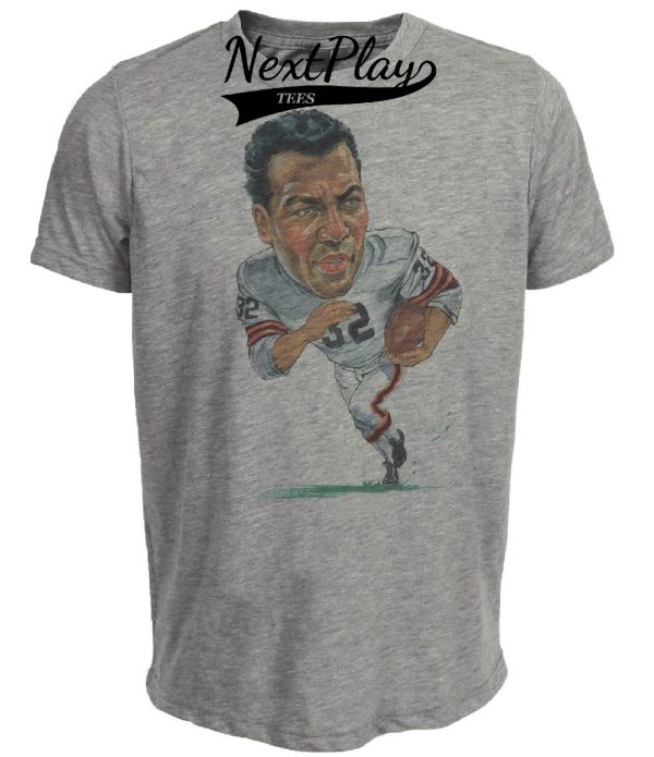 Cleveland Browns Jim Brown Character Exclusive Retro Football Artwork Heather Gray Sublimated T-Shirt