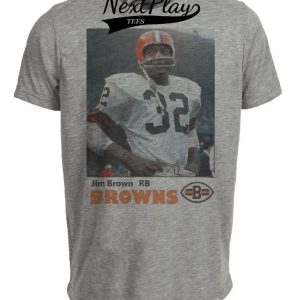 Cleveland Browns RB Jim Brown Exclusive Retro Football Artwork Heather Gray Sublimated T-Shirt