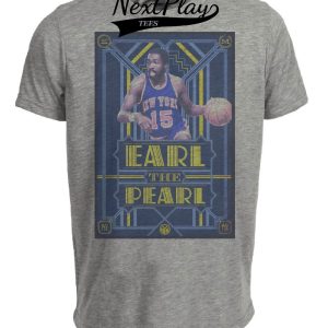 New York Knicks Earl The Pearl Monroe Exclusive Retro Basketball 1971 Artwork Heather Gray Sublimated T-Shirt