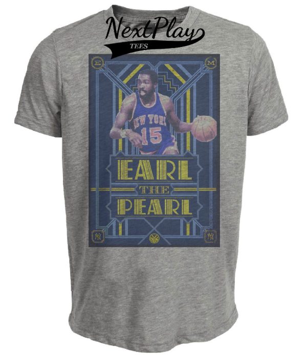 New York Knicks Earl The Pearl Monroe Exclusive Retro Basketball 1971 Artwork Heather Gray Sublimated T-Shirt