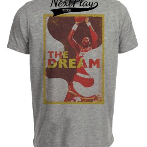 Houston Rockets Hakeem The Dream Olajuwon Exclusive Retro Basketball 1984 Artwork Heather Gray Sublimated T-Shirt