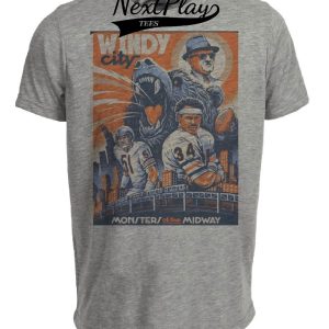 Chicago Bears Monsters Midway Windy City Payton Butkus Exclusive Retro Football Artwork Heather Gray Sublimated T-Shirt