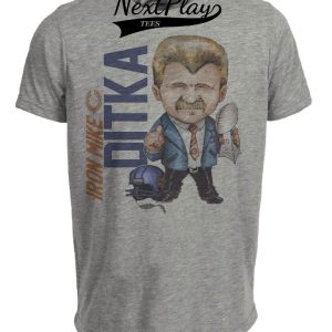 Chicago Bears Iron Mike Ditka Exclusive Retro Football 1985 Artwork Heather Gray Sublimated T-Shirt