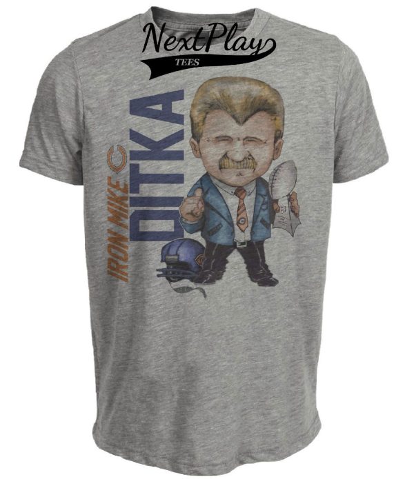 Chicago Bears Iron Mike Ditka Exclusive Retro Football 1985 Artwork Heather Gray Sublimated T-Shirt