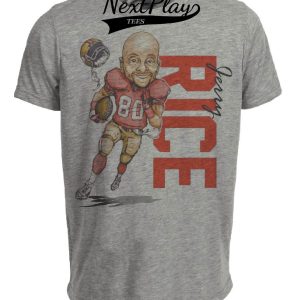 San Francisco 49ers Jerry Rice Exclusive Retro Football 1986 Artwork Heather Gray Sublimated T-Shirt