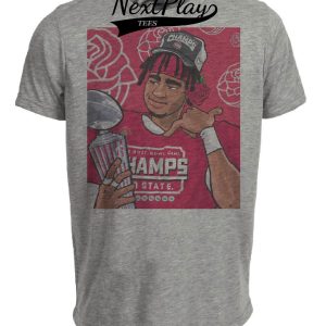Ohio State Buckeyes CJ Stroud Rose Bowl Champs Exclusive Retro Football Artwork Heather Gray Sublimated T-Shirt