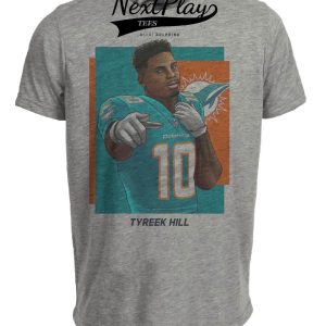 Miami Dolphins Tyreek Hill Exclusive Retro Football Artwork Heather Gray Sublimated T-Shirt