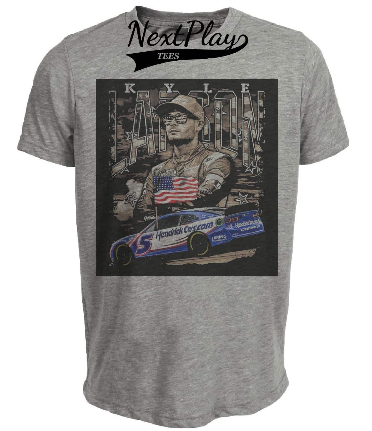 Kyle Larson Exclusive Retro Racing Artwork Heather Gray Sublimated T-Shirt