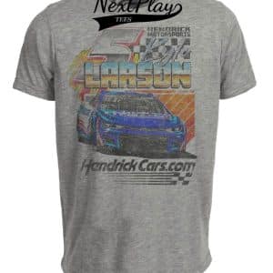 Kyle Larson Exclusive Checkered Flag Retro Racing Artwork Heather Gray Sublimated T-Shirt