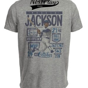 New York Yankees Mr. October Reggie Jackson Exclusive Retro Artwork Heather Gray Sublimated T-Shirt