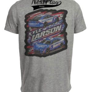 Kyle Larson Exclusive Retro Blue Racing Artwork Heather Gray Sublimated T-Shirt
