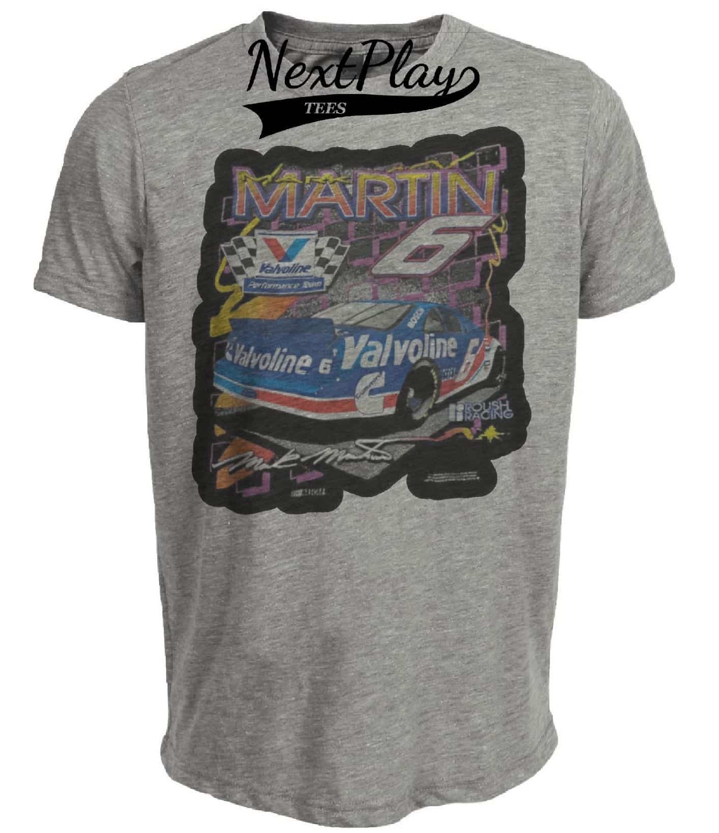 Mark Martin Exclusive Retro Racing Artwork Heather Gray Sublimated T-Shirt
