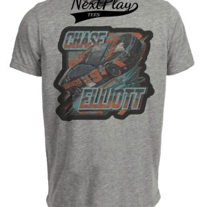 Chase Elliott Exclusive Retro Racing Artwork Heather Gray Sublimated T-Shirt