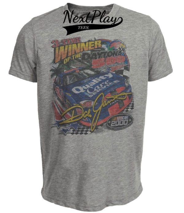Dale Jarrett Exclusive Retro 3 Time Daytona Racing Winner Exclusive Artwork Heather Gray Sublimated T-Shirt