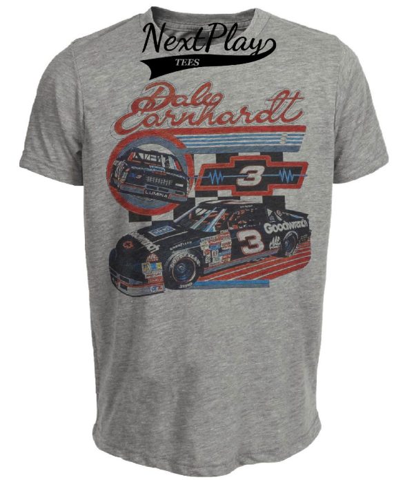 Dale Earnhardt #3 Exclusive Retro Racing Artwork Heather Gray Sublimated T-Shirt