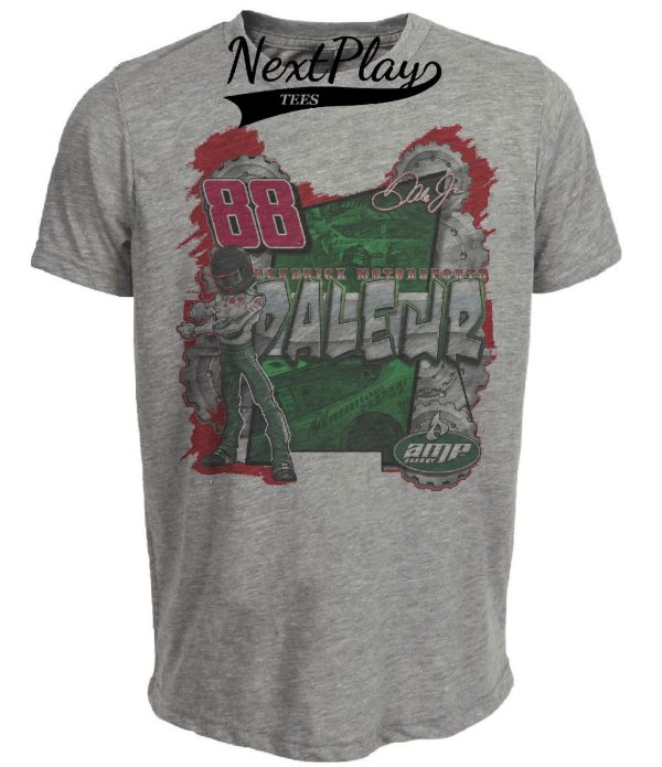Dale Earnhardt Jr. #88 Exclusive Retro Racing Artwork Heather Gray Sublimated T-Shirt