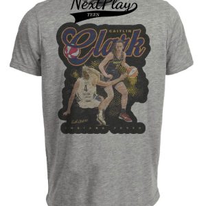 Indiana Fever Caitlin Clark Exclusive Retro Basketball Artwork Heather Gray Sublimated T-Shirt