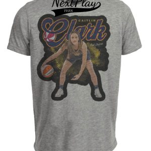 Indiana Fever PG Caitlin Clark Exclusive Retro Basketball Artwork Heather Gray Sublimated T-Shirt