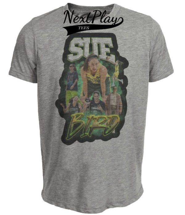 Seattle Storm Sue Bird Exclusive Retro Basketball Artwork Heather Gray Sublimated T-Shirt