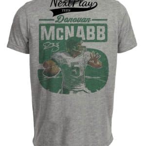Philadelphia Eagles Donovan McNabb #5 Exclusive Retro Football Artwork Heather Gray Sublimated T-Shirt