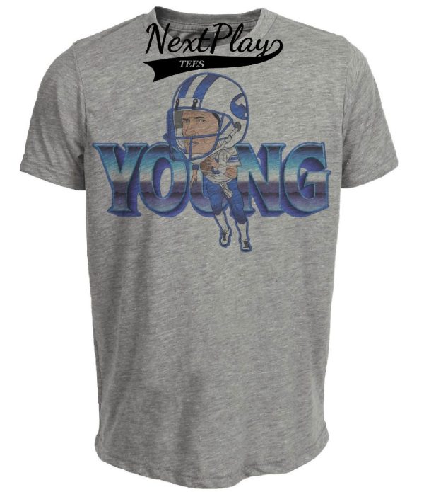 BYU Cougars Steve Young Exclusive Retro Football 1983 Artwork Heather Gray Sublimated T-Shirt