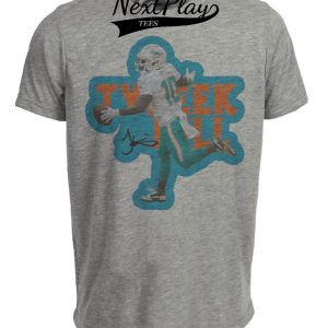 Miami Dolphins Tyreek Hill Teal Exclusive Retro Football Artwork Heather Gray Sublimated T-Shirt