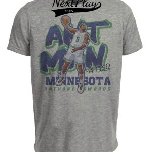 Minnesota Timberwolves Anthony Edwards Ant Man Exclusive Retro Basketball Artwork Heather Gray Sublimated T-Shirt