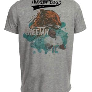 Miami Dolphins Tyreek Hill #10 Cheetah Exclusive Retro Football Artwork Heather Gray Sublimated T-Shirt