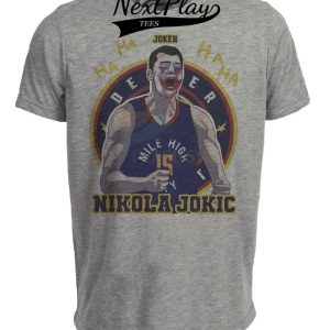 Denver Nuggets Nikola Jokić The Joker Exclusive Retro Basketball Artwork Heather Gray Sublimated T-Shirt