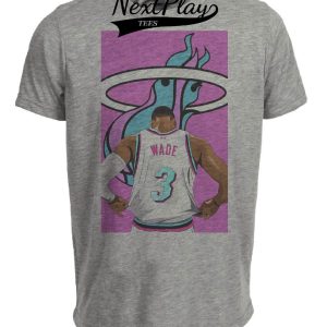 Miami Heat Vice Dwyane Wade Exclusive Retro Basketball Artwork Heather Gray Sublimated T-Shirt
