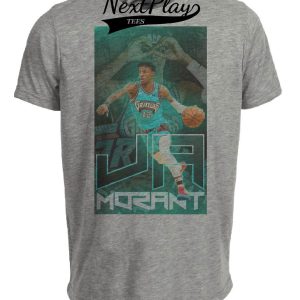 Memphis Grizzlies Ja Morant Exclusive Retro Basketball Artwork Heather Gray Sublimated T-Shirt