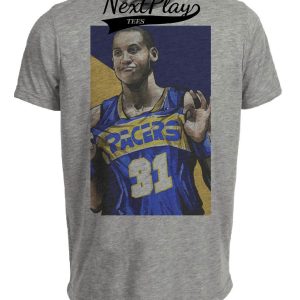 Indiana Pacers Reggie Miller Exclusive Retro Basketball Artwork Heather Gray Sublimated T-Shirt