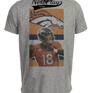 Denver Broncos Peyton Manning Exclusive Retro Football Artwork Heather Gray Sublimated T-Shirt