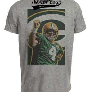 Green Bay Packers Brett Favre Exclusive Retro Football Artwork Heather Gray Sublimated T-Shirt