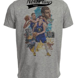 Denver Nuggets Nikola Jokić MVP Exclusive Retro Basketball Artwork Heather Gray Sublimated T-Shirt