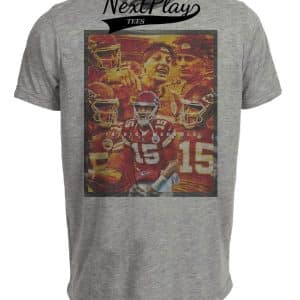 Kansas City Patrick Mahomes Exclusive Retro Football Artwork Heather Gray Sublimated T-Shirt
