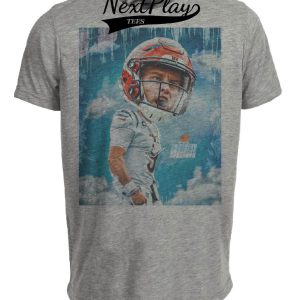 Cincinnati Bengals Joe Burrow Brrr Exclusive Retro Football Artwork Heather Gray Sublimated T-Shirt
