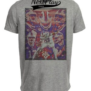 Buffalo Bills QB Josh Allen Exclusive Retro Football Artwork Heather Gray Sublimated T-Shirt