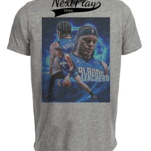 Orlando Magic Paolo Banchero Exclusive Retro Basketball Artwork Heather Gray Sublimated T-Shirt