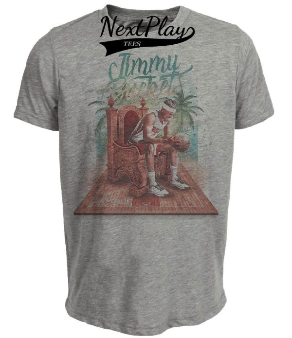 Miami Heat Jimmy Butler Buckets Exclusive Retro Basketball Artwork Heather Gray Sublimated T-Shirt