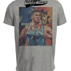 Phoenix Suns Devin Booker Exclusive Retro Basketball Artwork Heather Gray Sublimated T-Shirt