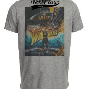 Golden State Warriors PG Steph Curry Exclusive Retro Basketball Artwork Heather Gray Sublimated T-Shirt